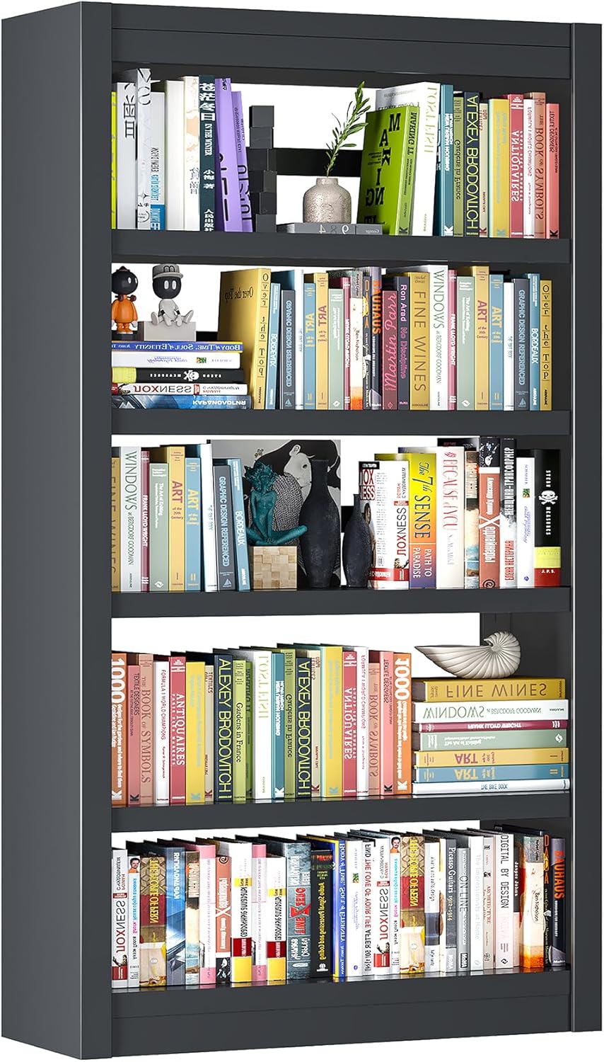 Bookshelf, 5-Tier Sturdy Bookcase, Adjustable Book Shelf, Large Capacity per Shelf, Modern Book