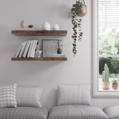 Floating Shelf, Set of 2 Wall Shelf, 24 in W x 12.75 in D x 2 in H Wooden Floating Wall Shelf with