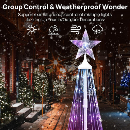6ft Outdoor Christmas Cone Tree Lights with 370 Smart LED Lights & Star Topper Remote & APP Control