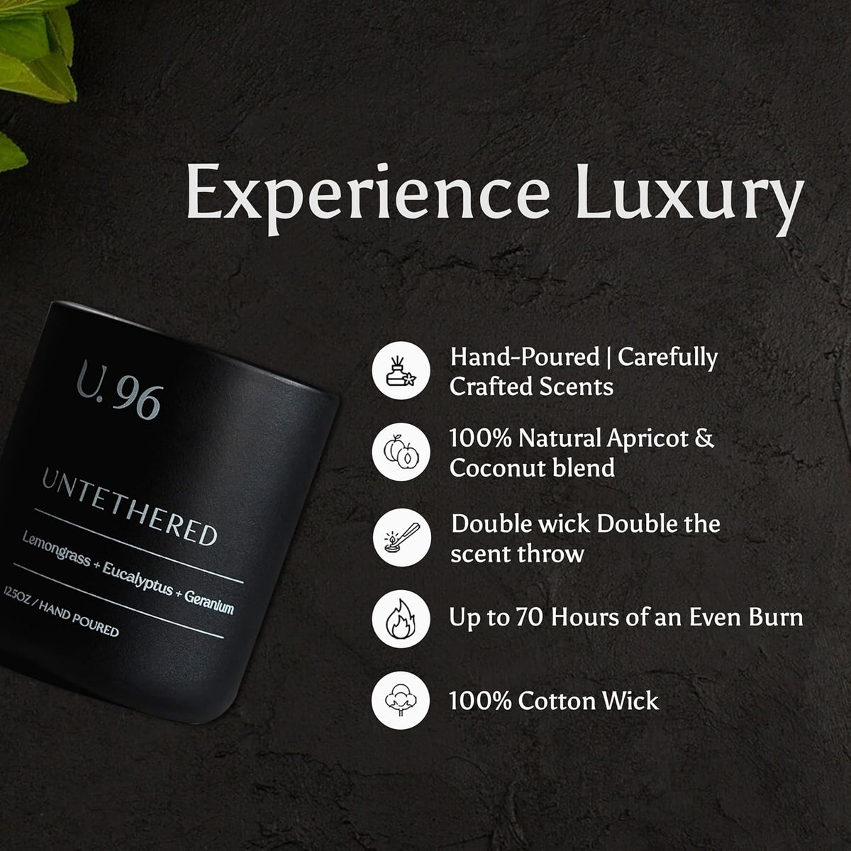 U.96 Luxury Scented Candle – Lemongrass, Eucalyptus & Amber | Hand-Poured in USA w/ 100% Natural