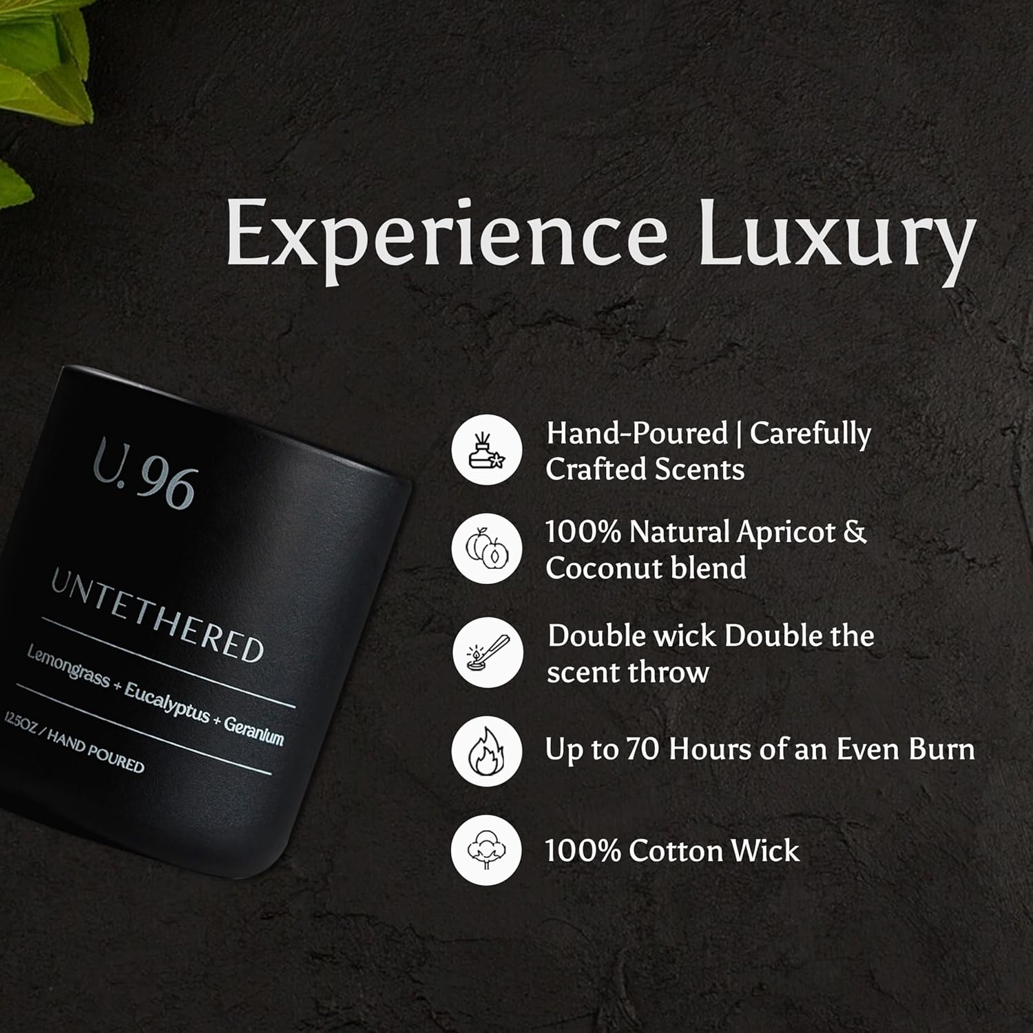 U.96 Luxury Scented Candle – Lemongrass, Eucalyptus & Amber | Hand-Poured in USA w/ 100% Natural