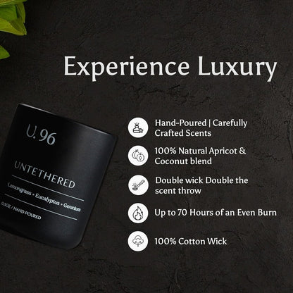 U.96 Luxury Scented Candle – Lemongrass, Eucalyptus & Amber | Hand-Poured in USA w/ 100% Natural