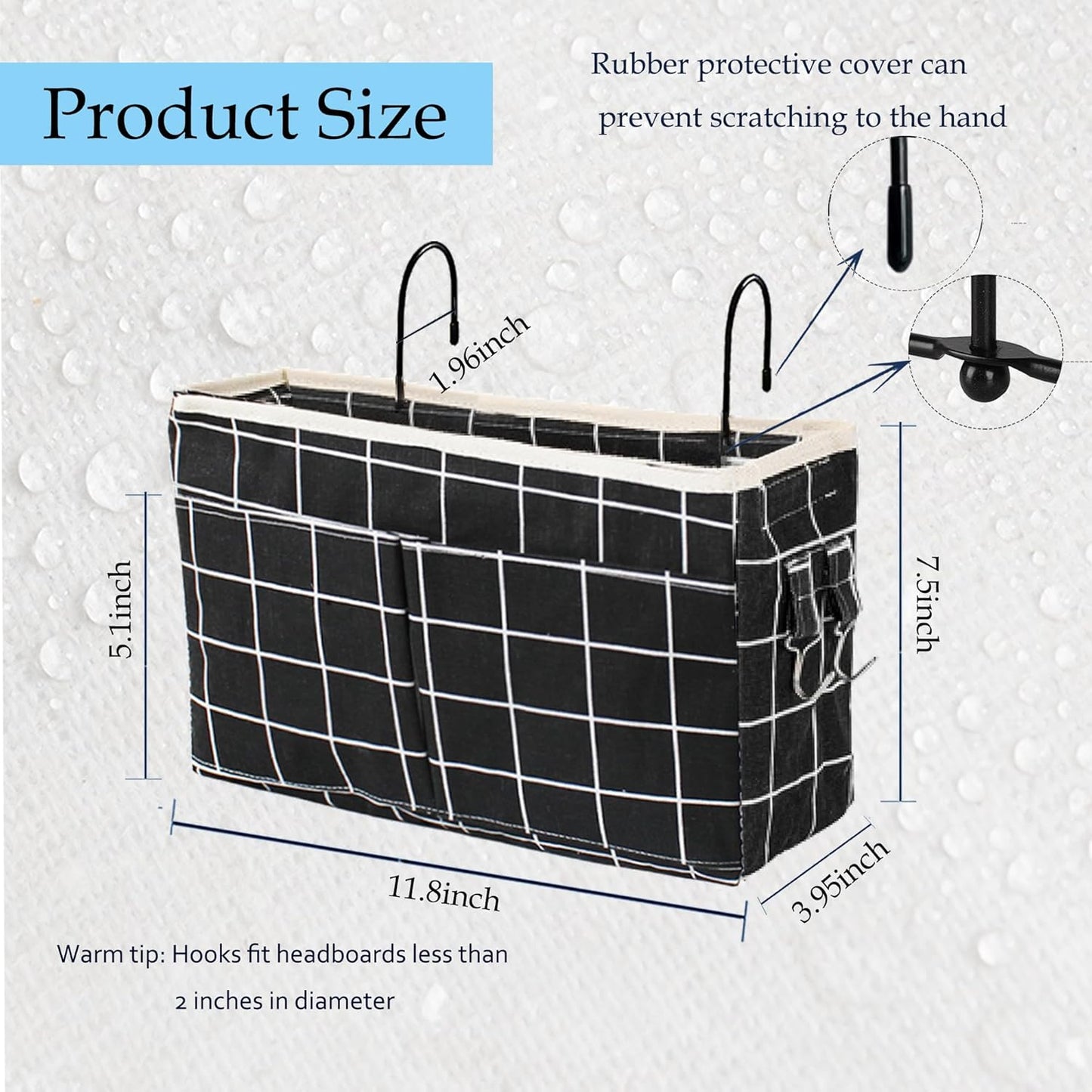 Bedside Caddy Bedside Hanging Storage Basket Multi-Function Organizer Caddy for Bunk and Hospital