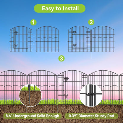 Decorative Garden Fence 12 Panels 26.8ft(L)×32in(H) Garden Fences Animal Barrier Fencing with 11
