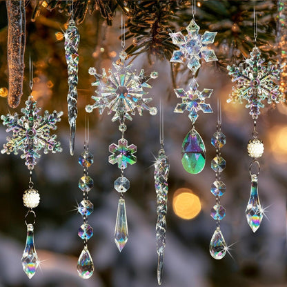 Christmas Tree Decorations Crystal Ornaments - 18pcs Iridescent Christmas Ornaments Acrylic