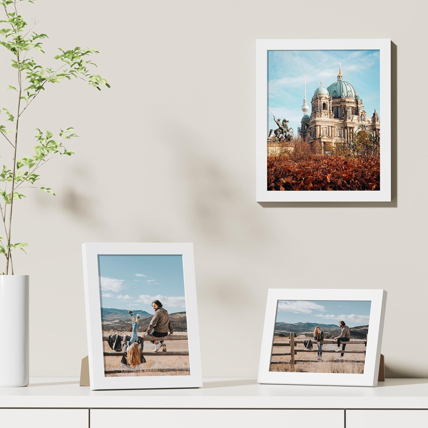 Vittanly 8x10 Picture Frames Set of 9, Shatter Resistant Plexiglass, Display 5x7 Pictures with Mat