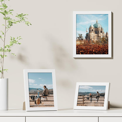 Vittanly 8x10 Picture Frames Set of 9, Shatter Resistant Plexiglass, Display 5x7 Pictures with Mat