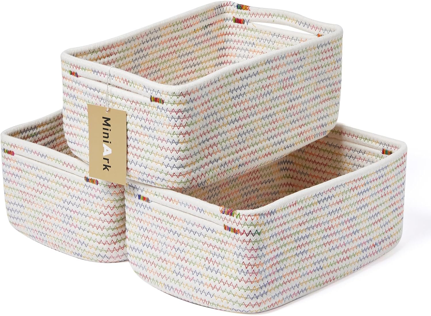 Small Storage Baskets for Organizing | Closet Organizer Bins | Shelf Toy Basket | Woven Rope