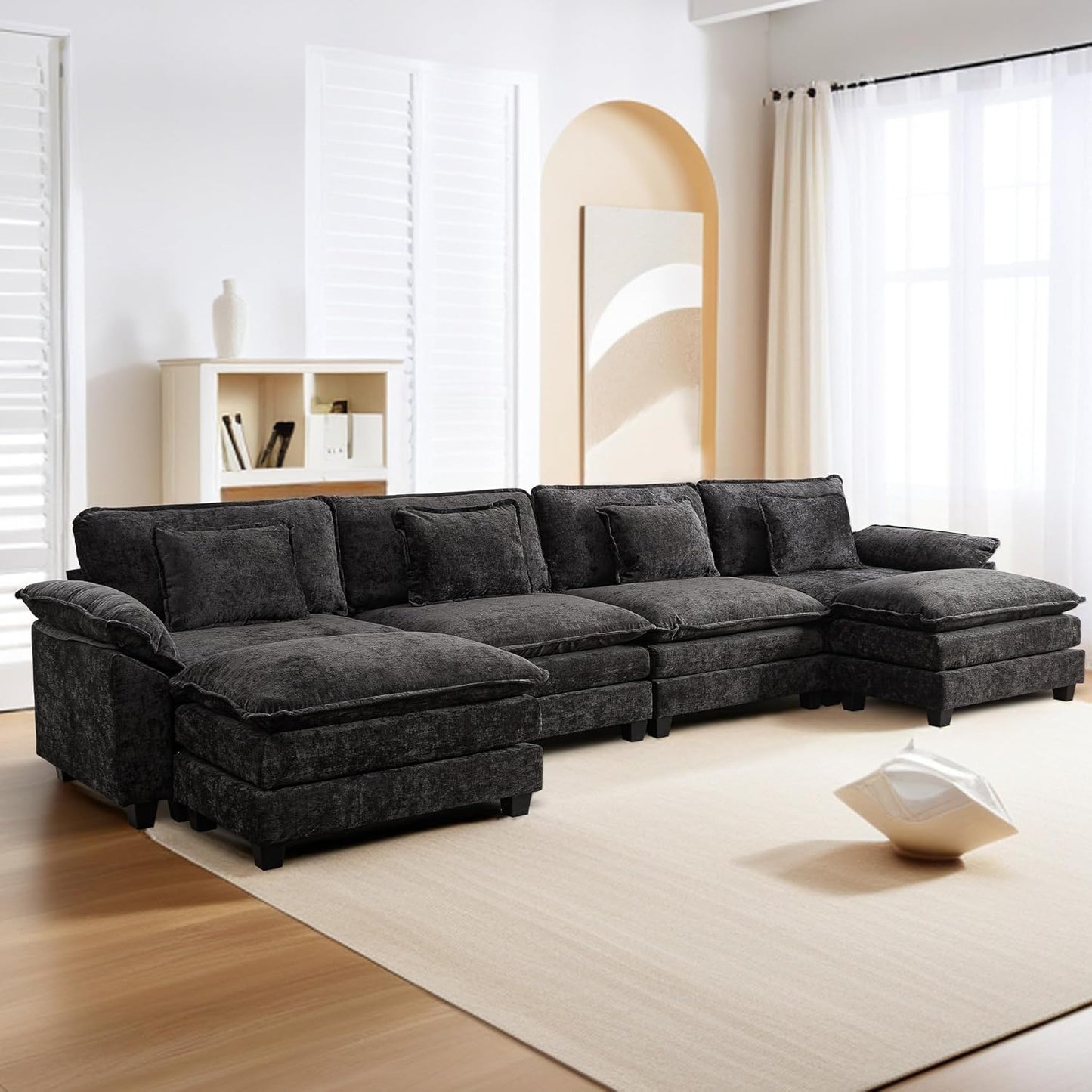 URRED Modular Sectional Sofa Comfy Cloud Couch, Modern Chenille Sofa Sleeper Deep Seat Couches with