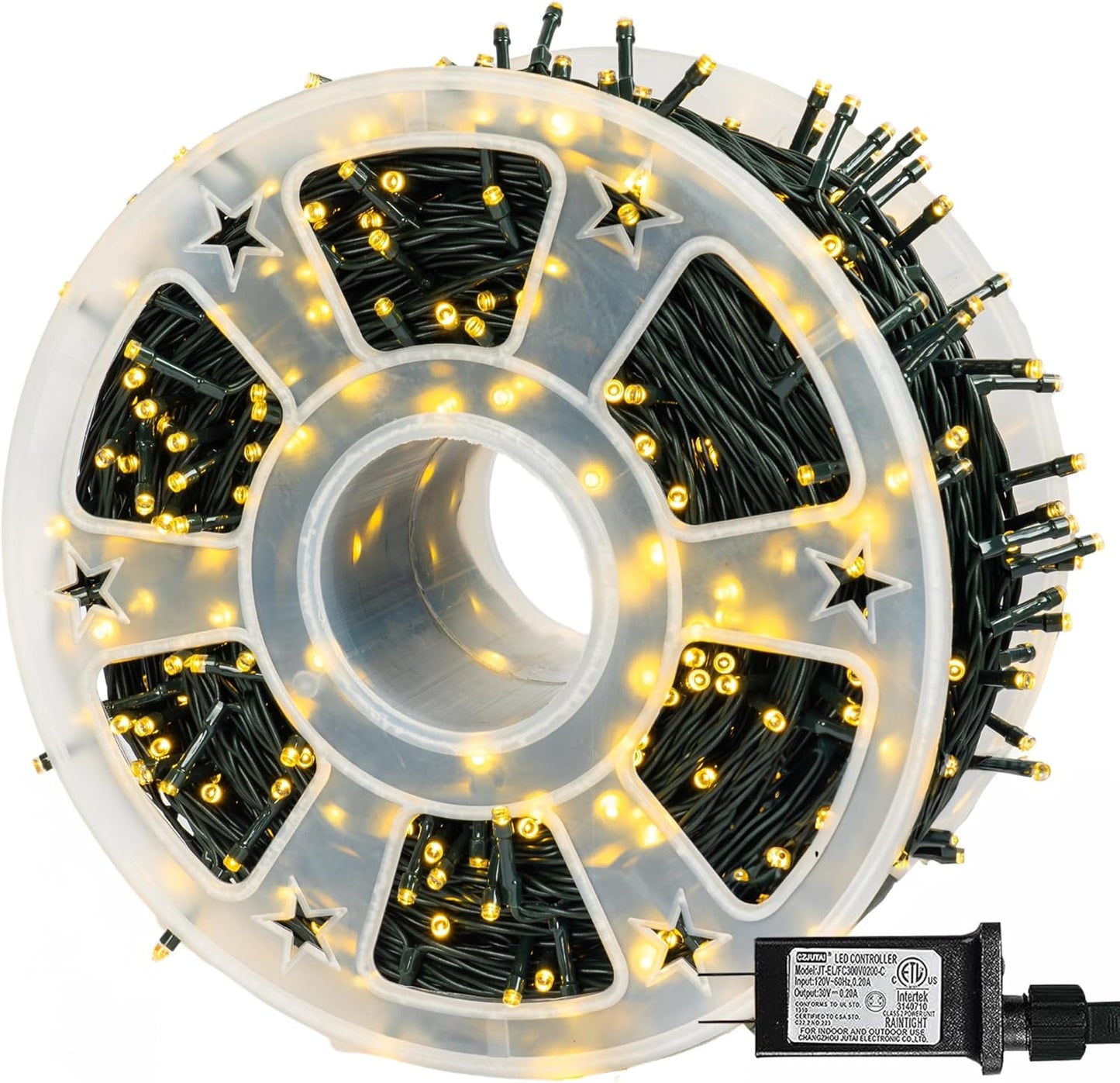 Dazzle Bright 164 FT 500 LED Christmas String Lights, Waterproof Green Wire String Lights with 8