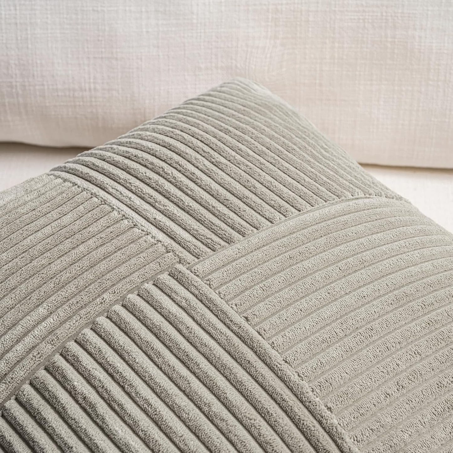 Fancy Homi Set of 2 Neutral Grey Boho Long Lumbar Body Decorative Throw Pillow Cover 14x36 Inch for