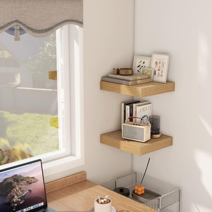 Fun Memories 12 Inch Floating Shelf, Rustic Wood Wall Shelves for Wall Decor & Storage, 12 x 12