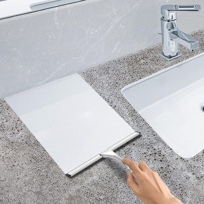 All-Purpose Stainless Steel Shower Squeegee for Shower Doors with 2 Adhesive Hooks, Bathroom