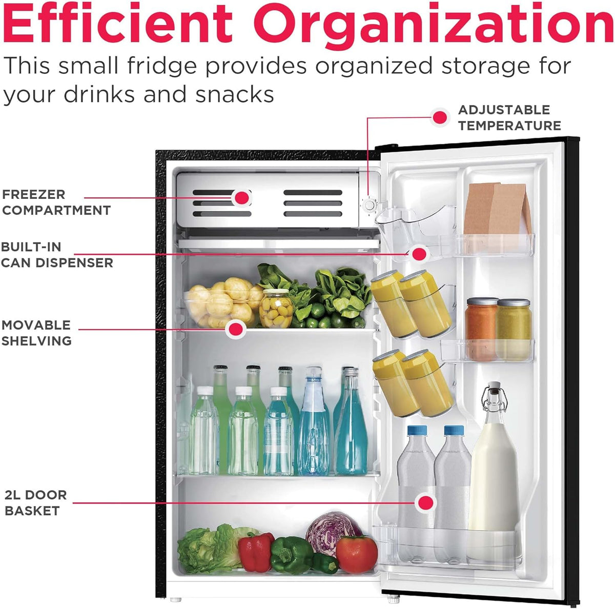 Frigidaire EFR331 Single Door Compact Refrigerator - Adjustable Thermostat Control - Reversible