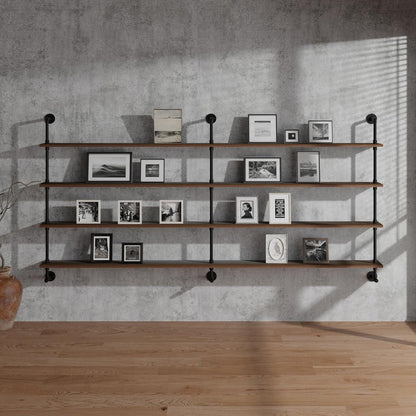 Industrial Pipe Wall Shelves Pipe Shelving with Real Wood Plank,60 Inches Floating Shelves for Wall