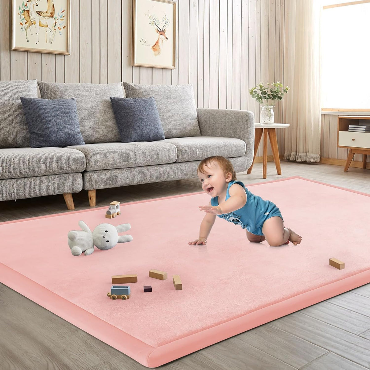 Baby Play Mat for Floor Tummy Time Mat Nursery Rug Muscle Area Rug Playroom Tatami 79"x138" Memory