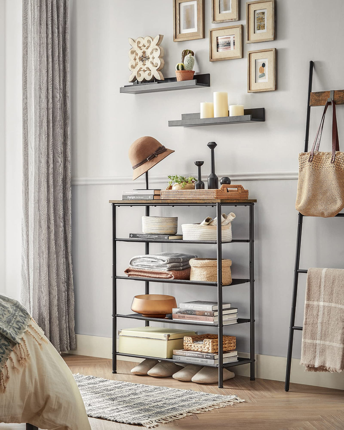 VASAGLE Shoe Rack, 5-Tier Shoe Storage Organizer for Entryway and Closet, Holds 12-16 Pairs of