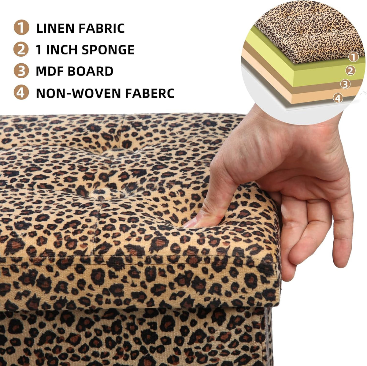 ALASDO Ottoman Storage Ottoman Footrest Stool Small Ottoman with Storage Foldable Ottoman Foot Rest
