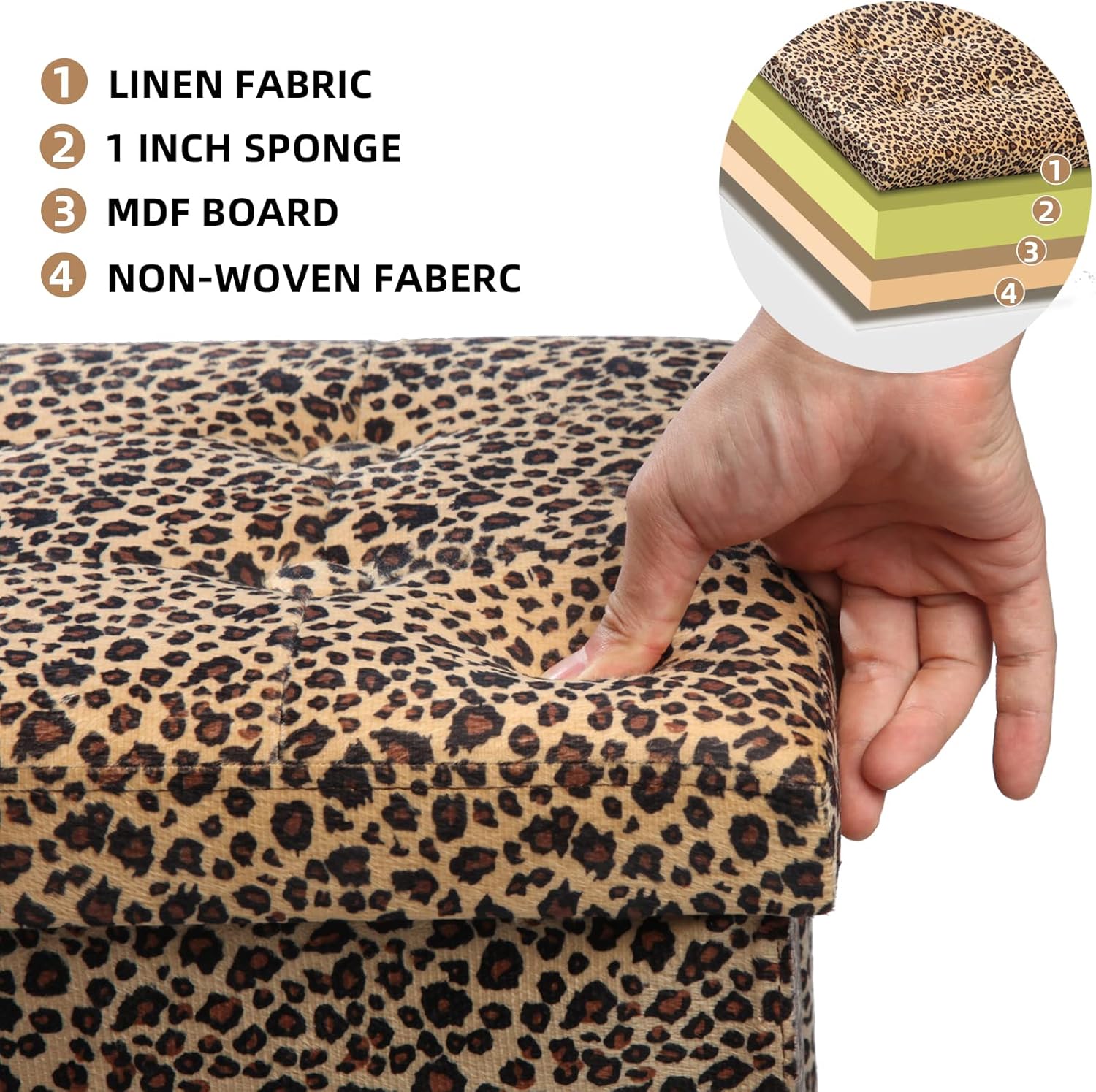 ALASDO Ottoman Storage Ottoman Footrest Stool Small Ottoman with Storage Foldable Ottoman Foot Rest