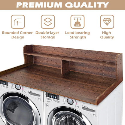 Royxen Laundry Countertop with 2-Tier Shelf Universal Fit, Washer and Dryer Countertop with Storage