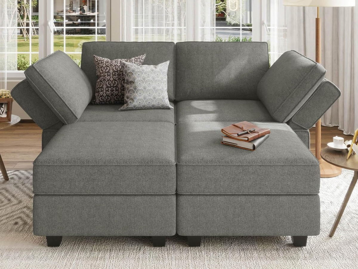 Bellfin Modular Sectional Sleeper Sofa Convertible Sofas with Storage Ottomans Small Sectional