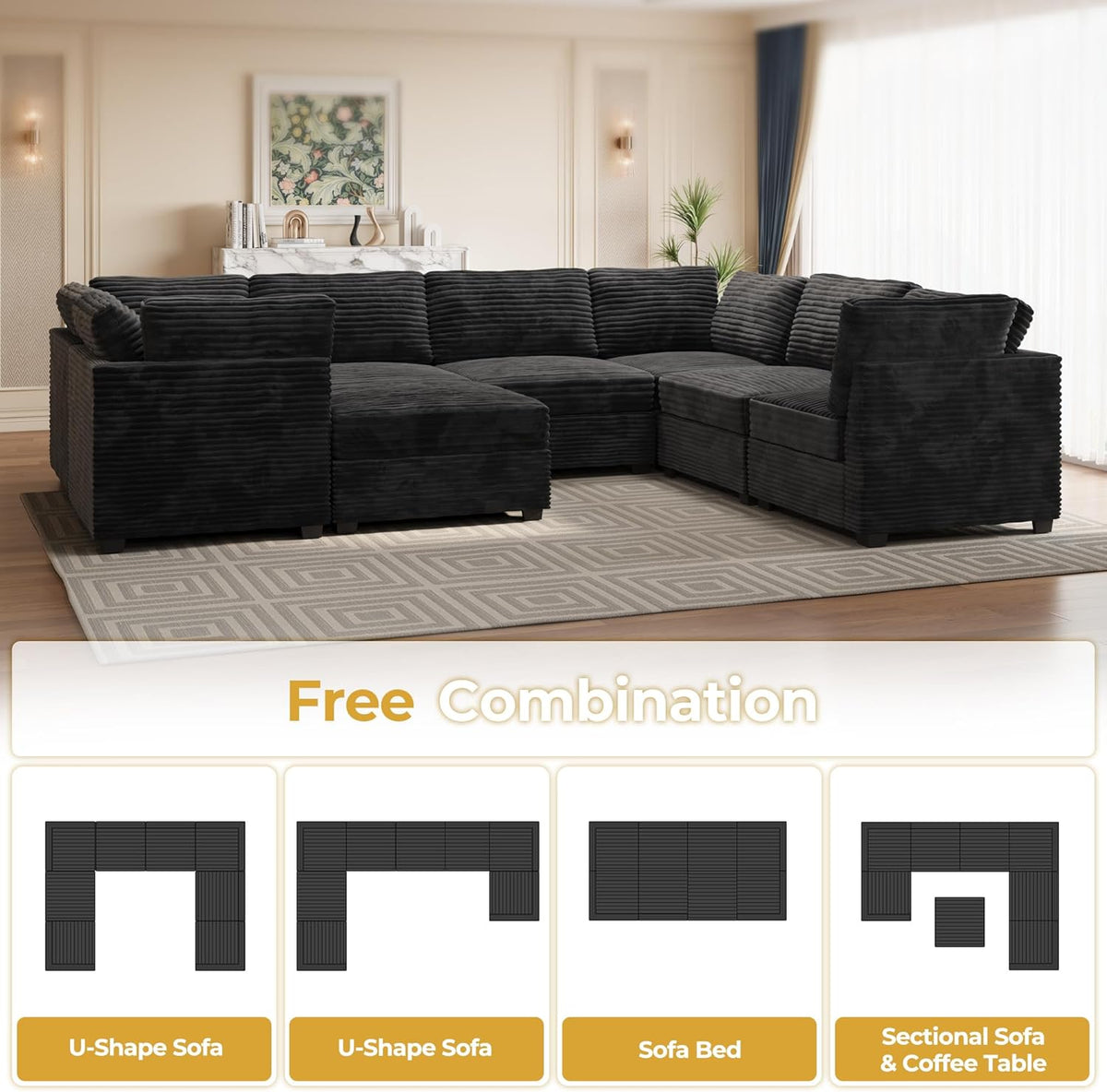 HOOOWOOO Modular Sectional Sofa,8 Pieces Sectional Couches for Living Room,131X98 G Shaped Cloud