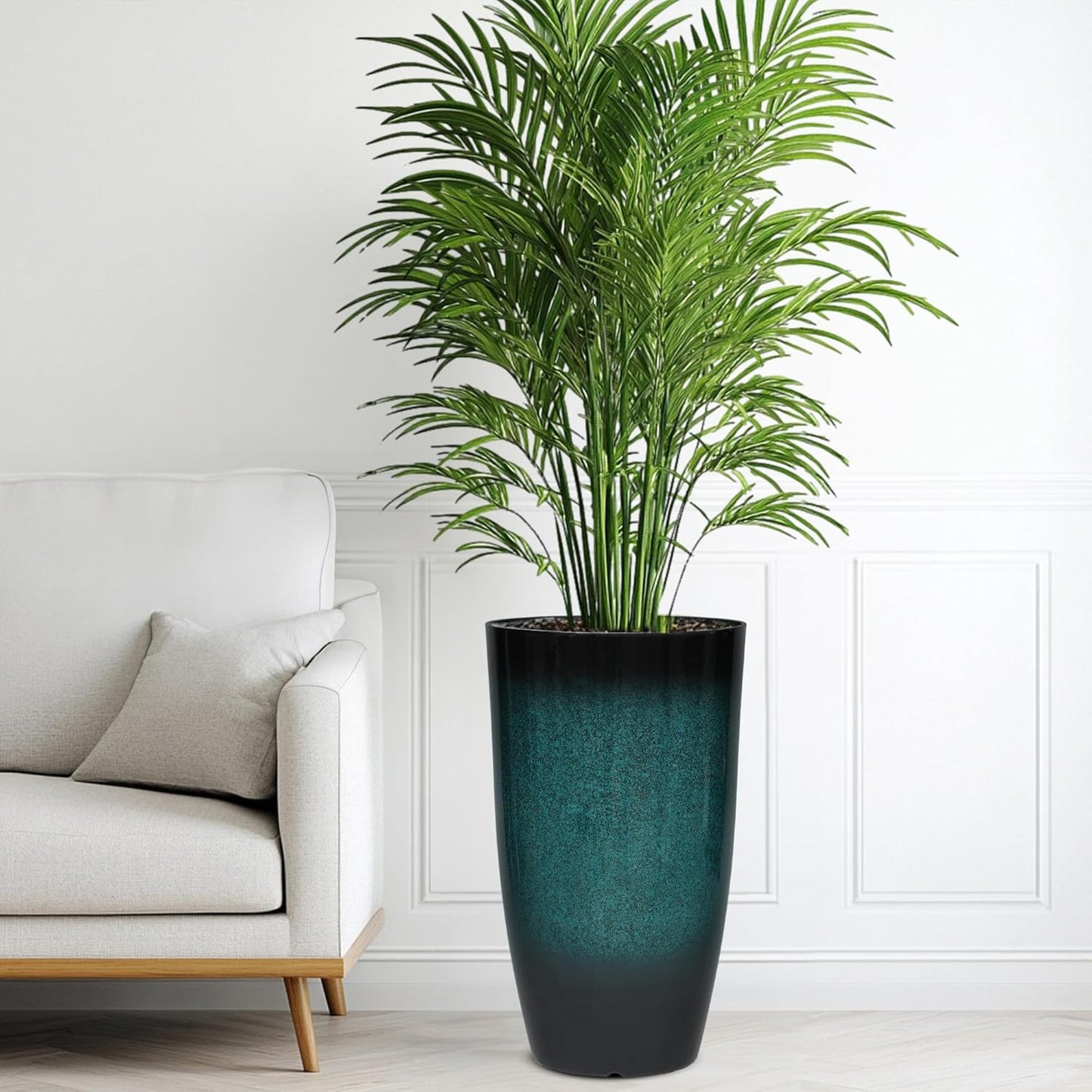 23.6" H Large Tall Outdoor Planters, Set of 2 Plastic Large Flower Pots for Outdoor Plants, with