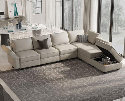 Belffin Modular Velvet Sectional Sofa with Chaise Lounge Sectional Sleeper Sofa with Storage Chaise