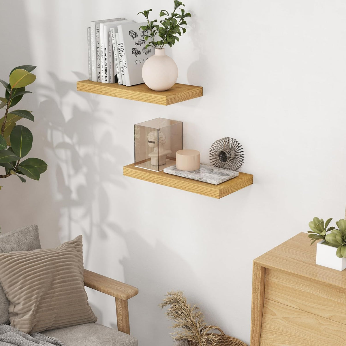 Fun Memories 16 Floating Shelves for Wall, 9 Inch Deep Floating Shelf for Bathroom, Rustic 16 x 9