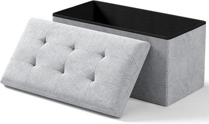Storage Ottoman Bench, Folding Ottoman Foot Rest, 15 x 30 x 15 Inches, End of Bed Bench, Storage