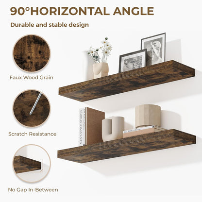 Dreamland 40 Inches Floating Shelves for Wall, 9.3" Deep Long Floating Shelves Set of 2, Large