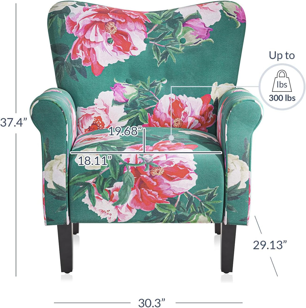 BELLEZE Modern Accent Chair, High Back Armchair, Upholstered Wingback Side Chair, Padded Single
