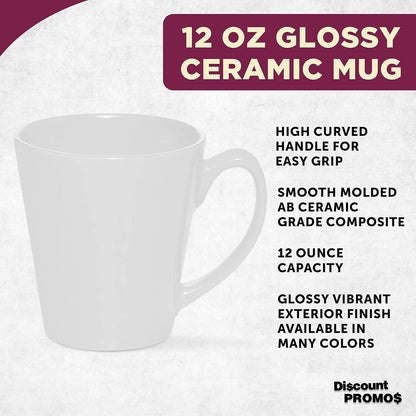 DISCOUNT PROMOS Glossy Ceramic Latte Coffee Mug 12 oz. Set of 10, Bulk Pack - Perfect for Tea