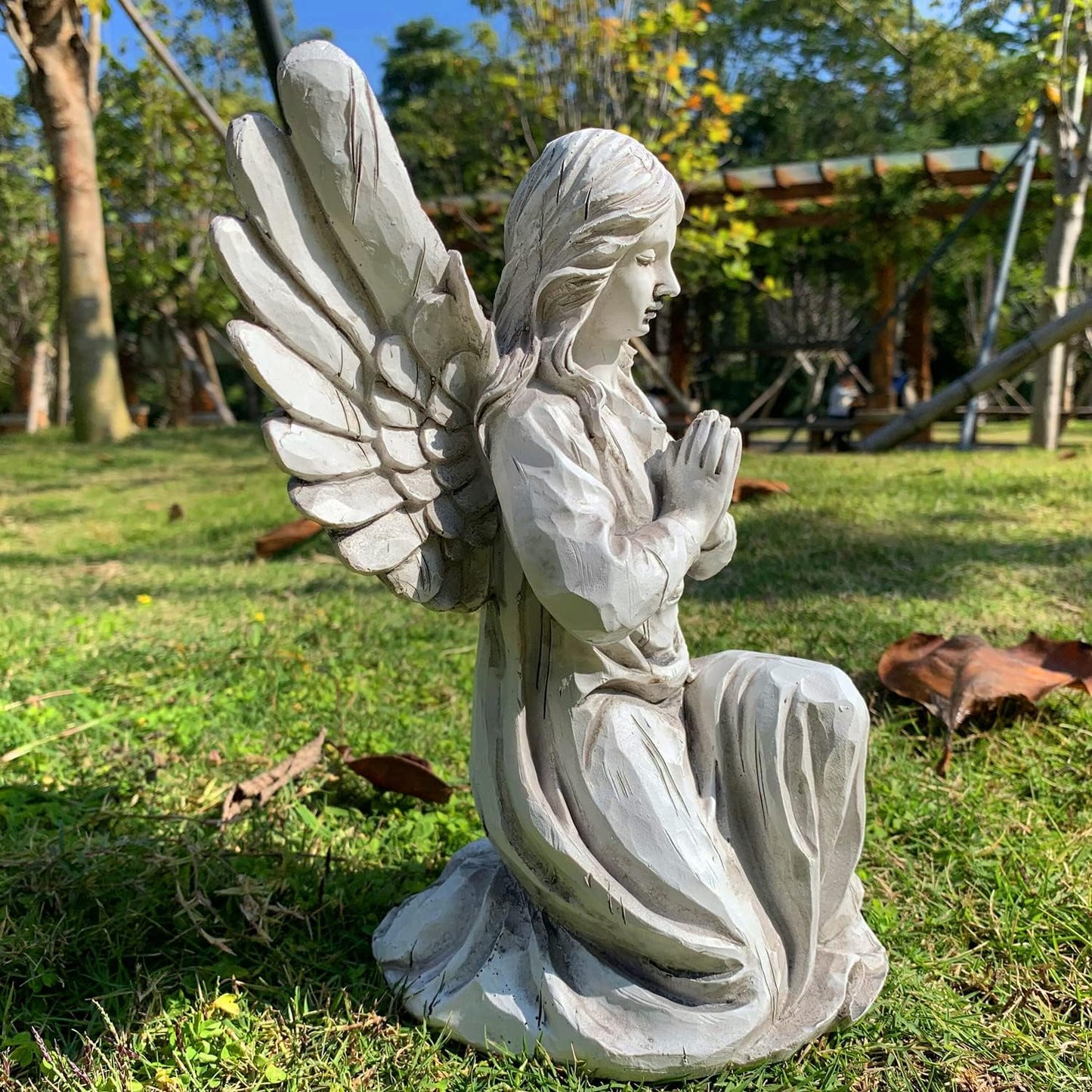 Praying Angel Garden Statue, Religious Fairy Sculpture Waterproof Decorative Figurine Art Decor for