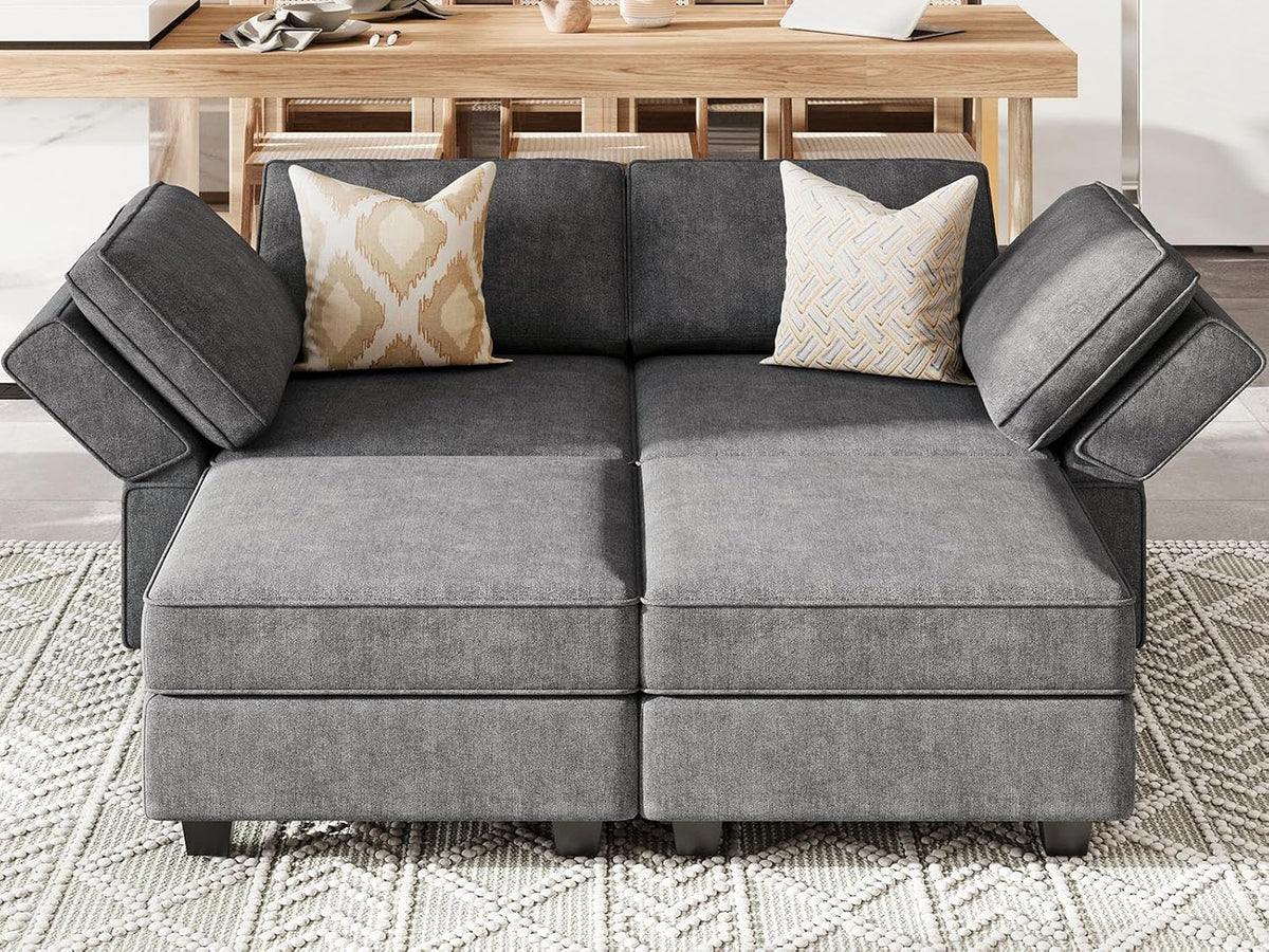 Bellfin Modular Sectional Sleeper Sofa Convertible Sofas with Storage Ottomans Small Sectional