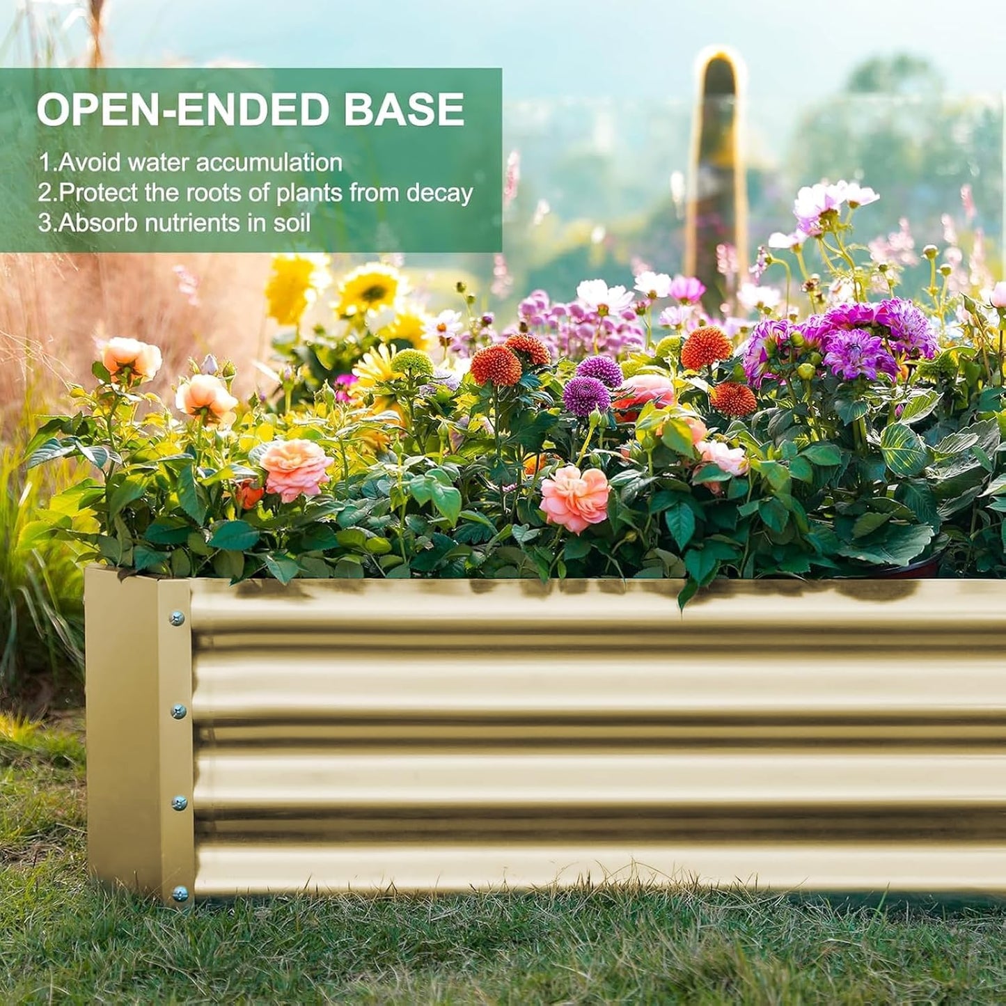 Land Guard 2 Pack 8×4×1ft Galvanized Metal Raised Garden Bed, Metal Planter Kit Box Outdoor for
