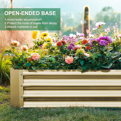 Land Guard 2 Pack 8×4×1ft Galvanized Metal Raised Garden Bed, Metal Planter Kit Box Outdoor for
