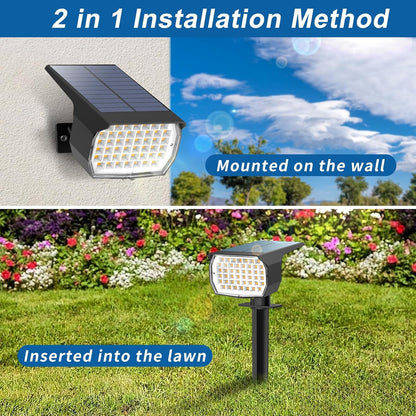 Solar Spot Lights Outdoor Waterproof IP65, 6 Pack Landscape Spotlights with 46 LEDs, 3 Modes Auto
