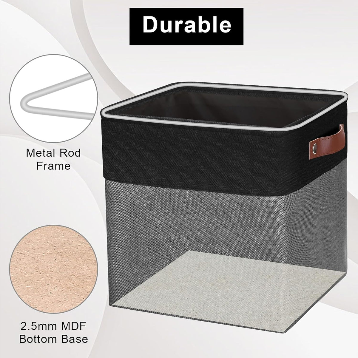 Collapsible Fabric Storage Cubes 11x11 Cube Storage Bins, 4 Pack Closet Baskets Box with Handles