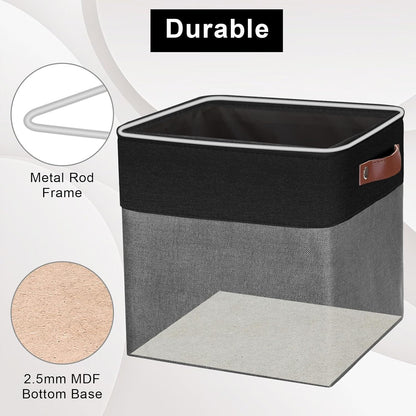Collapsible Fabric Storage Cubes 11x11 Cube Storage Bins, 4 Pack Closet Baskets Box with Handles