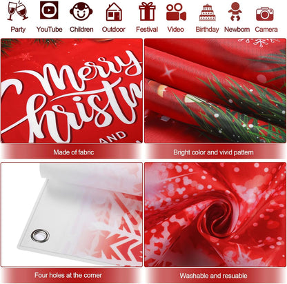Irenare Christmas Backdrop Merry Christmas Banner Party Decoration Xmas Photography Background