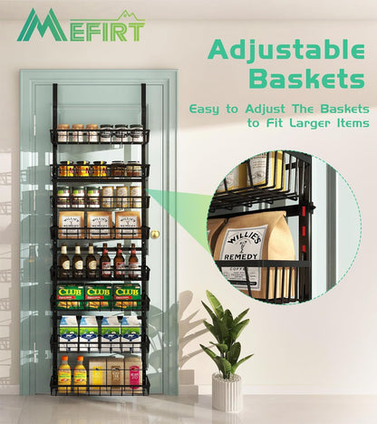 Over The Door Pantry Organizer, Wall Mount Spice Rack, Pantry Hanging Storage and Organization, 8