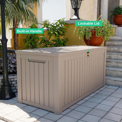 180 Gallon Resin Deck Box, Lockable Patio Outdoor Storage Box for Furniture, Garden Tools and Tools