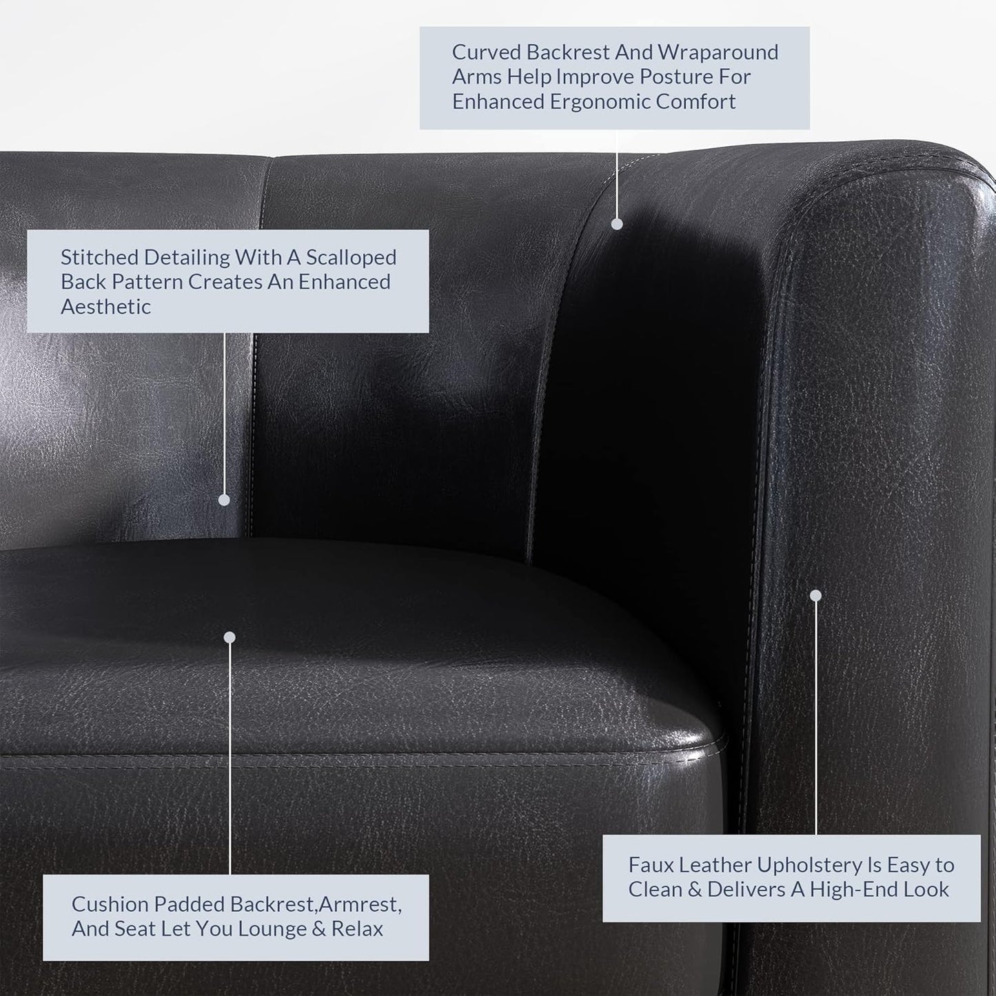 BELLEZE Accent Barrel Chair, Club Tub Sofa Corner Chair with Flared Legs and Cozy Soft Padding for