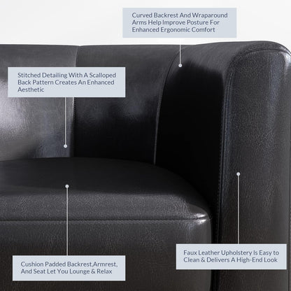 BELLEZE Accent Barrel Chair, Club Tub Sofa Corner Chair with Flared Legs and Cozy Soft Padding for
