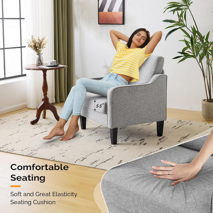 VINGLI Accent Chairs Set of 2 Gray Living Room Chairs Reading Chair for Bedroom Scooped Arm Chair