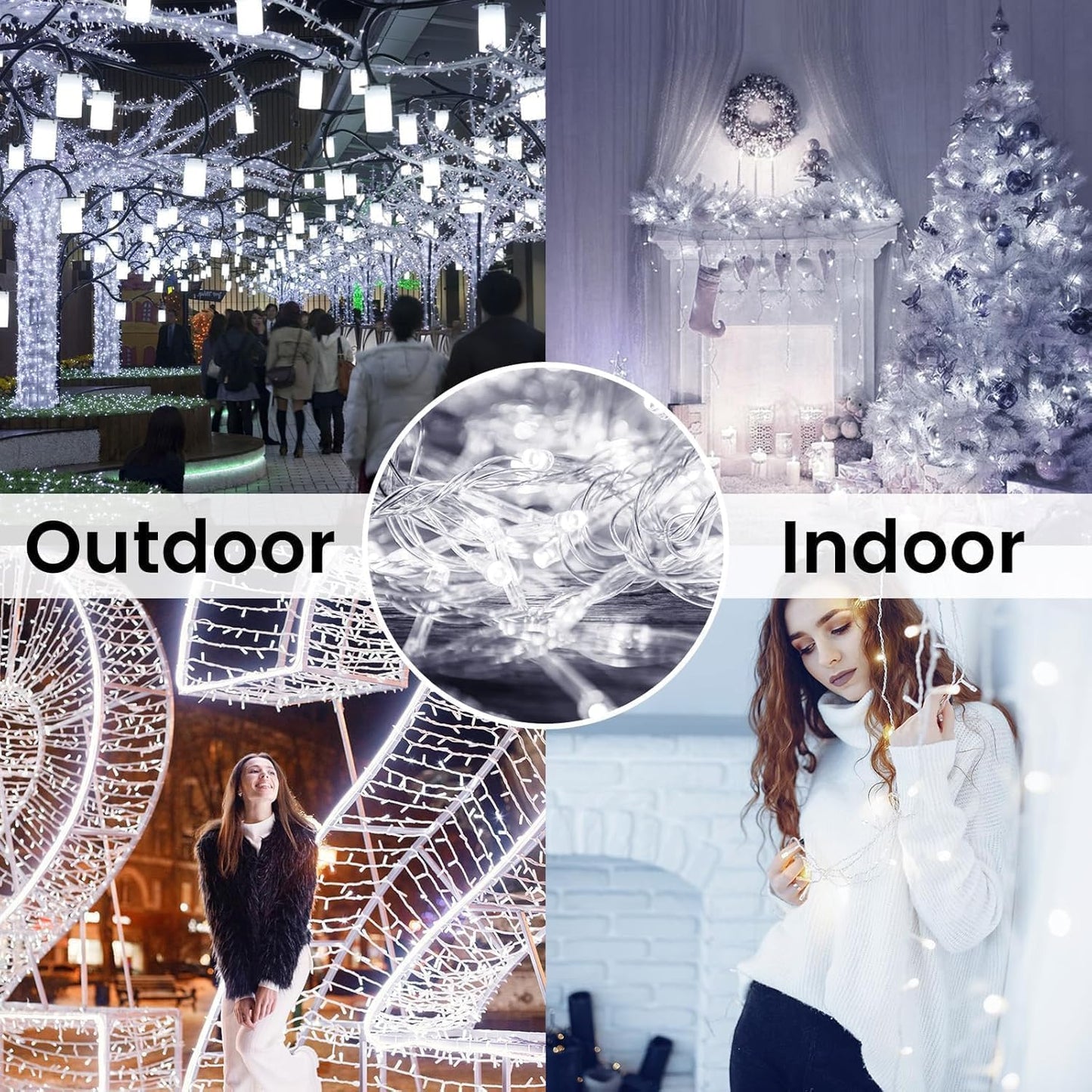 4 Pack String Lights Battery Operated with Timer, 66FT 200 LED Waterproof Battery Twinkle Lights, 8