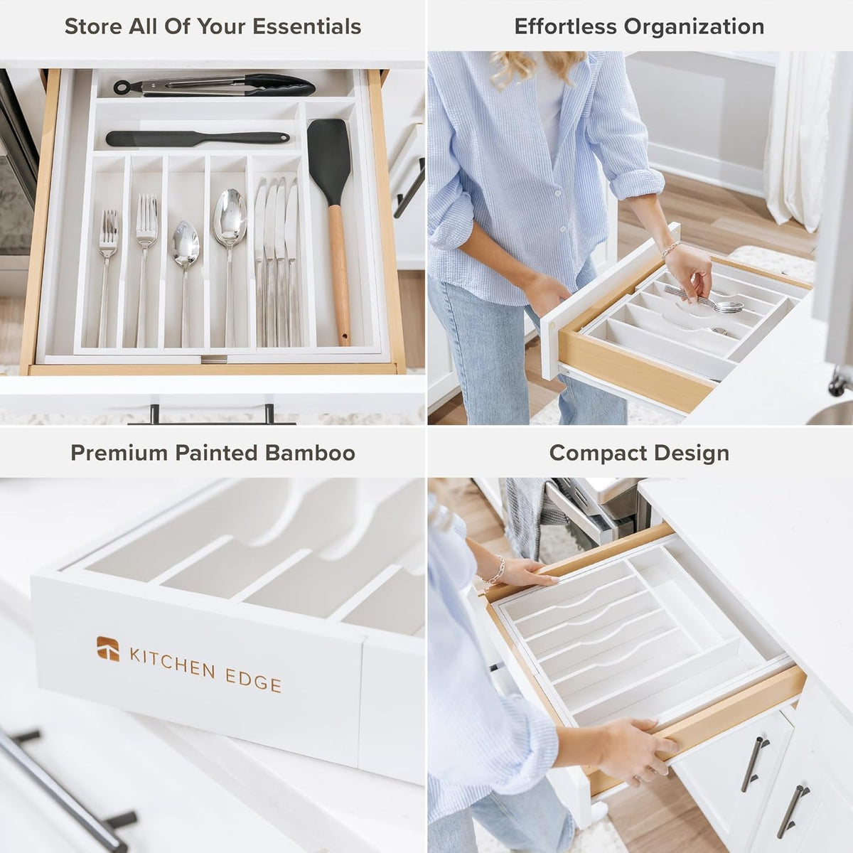 Premium Silverware, Flatware and Utensil Organizer for Kitchen Drawers, Food-Safe Contract Grade