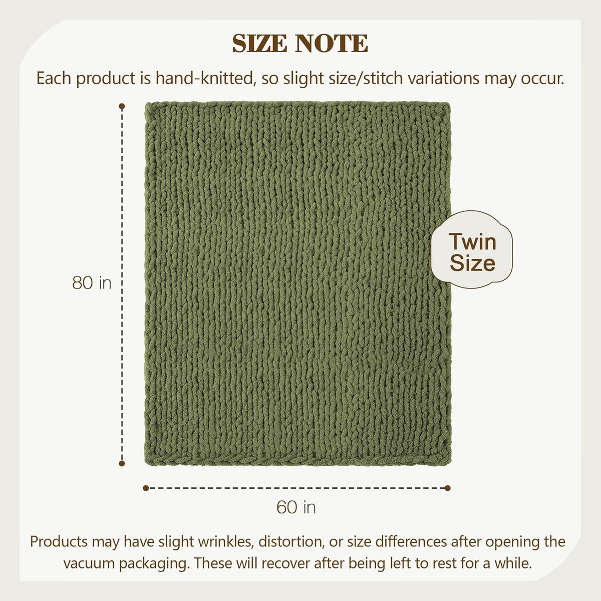Carriediosa Chunky Knit Throw Blanket 60" X 80" Twin, 100% Hand Made Large Chenille Loop Yarn Soft