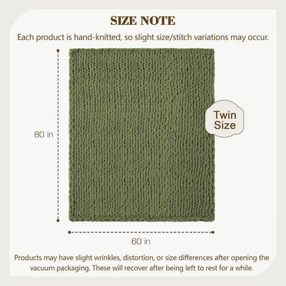 Carriediosa Chunky Knit Throw Blanket 60" X 80" Twin, 100% Hand Made Large Chenille Loop Yarn Soft